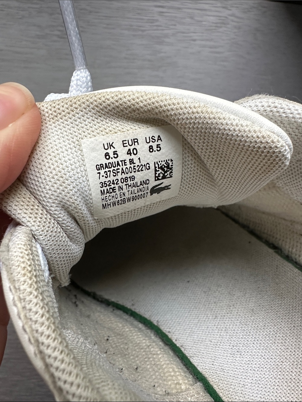 Lacoste White Leather Sneakers with Green Croc Accent Size 8.5 - Picture 3 of 7